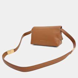 Pre Owned حقيبة مارني حقيبة بريزما الجلدية البنية الكتف الصغيرة