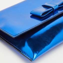 Pre Owned حقيبة كلاتش مارني جلد لامع أزرق بف يوَنكة