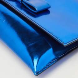 Pre Owned حقيبة كلاتش مارني جلد لامع أزرق بفيوَنكة