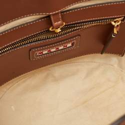 Pre Owned حقيبة يد توتس مارني مطرزة بشعار جلد بني صغيرة تروبيكاليا