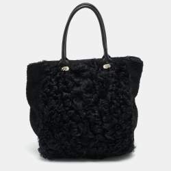 Pre Owned Marni Black Shearling and Fur Vertical Tote