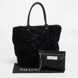Pre Owned Marni Black Shearling and Fur Vertical Tote