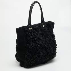 Pre Owned Marni Black Shearling and Fur Vertical Tote