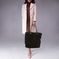 Pre Owned Marni Black Shearling and Fur Vertical Tote