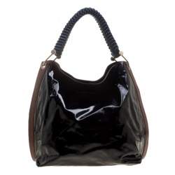 Pre Owned Marni Black/Brown Patent Leather Tote
