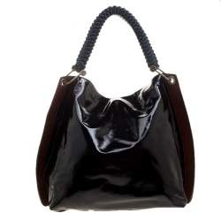 Pre Owned Marni Black/Brown Patent Leather Tote