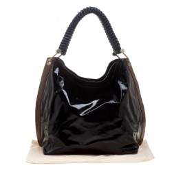 Pre Owned Marni Black/Brown Patent Leather Tote