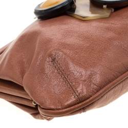 Marni Brown Glaze Leather Multicolor Stone Frame Clutch