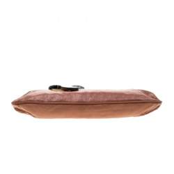 Marni Brown Glaze Leather Multicolor Stone Frame Clutch