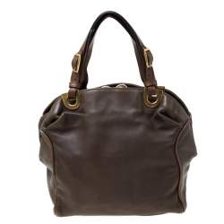 Marni Olive Green/Brown Leather Kiss lock Satchel