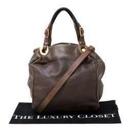 Marni Olive Green/Brown Leather Kiss lock Satchel