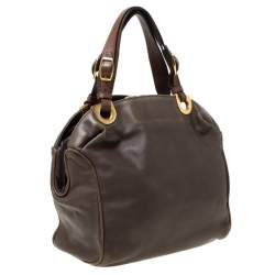 Marni Olive Green/Brown Leather Kiss lock Satchel