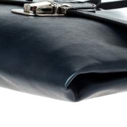 Marni Navy Blue/Black Leather and Patent Leather Flap Crossbody Bag