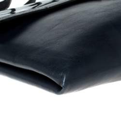 Marni Navy Blue/Black Leather and Patent Leather Flap Crossbody Bag