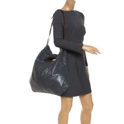 Marni Dark Grey Nappa Leather Drawstring Shoulder Bag