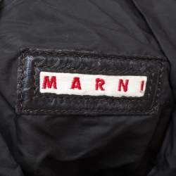 Marni Dark Grey Soft Leather Frame Flap Shoulder Bag