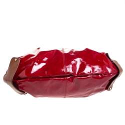 Pre Owned Marni Red/Brown Patent Leather and Leather New Balloon Hobo