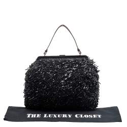 Marni Black/Brown Woven Leather Top Handle Bag