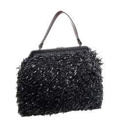 Marni Black/Brown Woven Leather Top Handle Bag