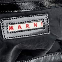 Marni Black/Brown Woven Leather Top Handle Bag