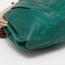 Marni Green Leather Frame Embellished Shoulder Bag