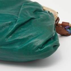 Marni Green Leather Frame Embellished Shoulder Bag