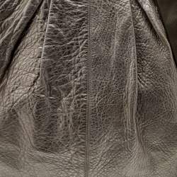 Pre Owned Marni Metallic Grey/Dark Brown Leather Balloon Hobo