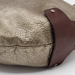 Pre Owned Marni Metallic Grey/Dark Brown Leather Balloon Hobo