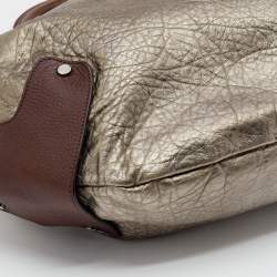 Pre Owned Marni Metallic Grey/Dark Brown Leather Balloon Hobo