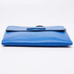 Pre Owned Marni Blue/Black Leather Bow Flat Crossbody Bag