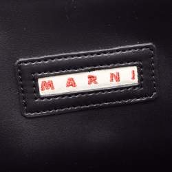 Pre Owned Marni Blue/Black Leather Bow Flat Crossbody Bag