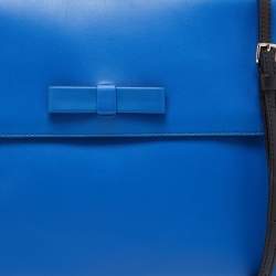 Pre Owned Marni Blue/Black Leather Bow Flat Crossbody Bag