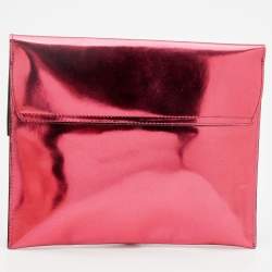 Pre Owned Marni Metallic Pink Patent Leather Bow Clutch
