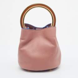 Marni Old Rose Leather Pannier Top Handle Bucket Bag