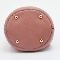 Marni Old Rose Leather Pannier Top Handle Bucket Bag