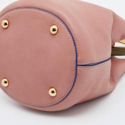Marni Old Rose Leather Pannier Top Handle Bucket Bag