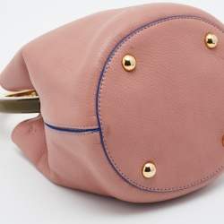 Marni Old Rose Leather Pannier Top Handle Bucket Bag