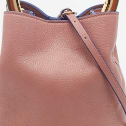Marni Old Rose Leather Pannier Top Handle Bucket Bag