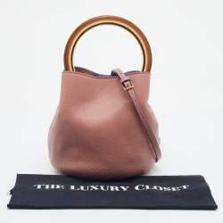 Marni Old Rose Leather Pannier Top Handle Bucket Bag