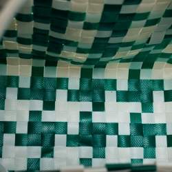 Marni Green/White Woven Straw Market Bastet Tote