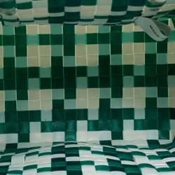 Marni Green/White Woven Straw Market Bastet Tote