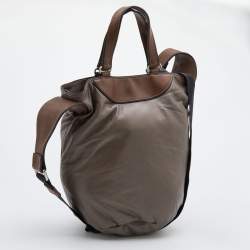 Marni Grey/Brown Leather Bucket Bag