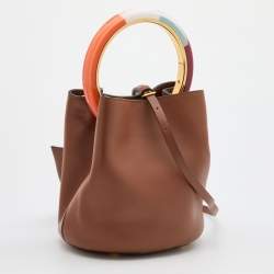 Pre Owned Marni Brown Leather Pannier Bucket Bag