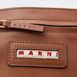 Pre Owned Marni Brown Leather Pannier Bucket Bag