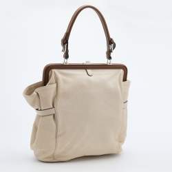 Marni Light Beige/Brown Leather Frame Satchel