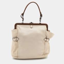 Marni Light Beige/Brown Leather Frame Satchel