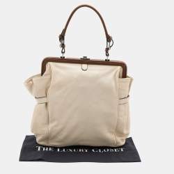 Marni Light Beige/Brown Leather Frame Satchel