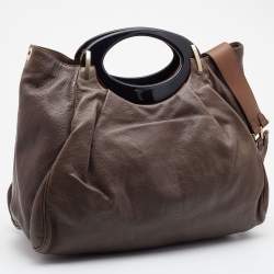 Marni Dark Brown Leather Balloon Shoulder Bag