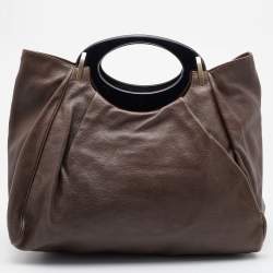 Marni Dark Brown Leather Balloon Shoulder Bag