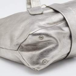 Marni Silver Leather Drawstring Shoulder Bag